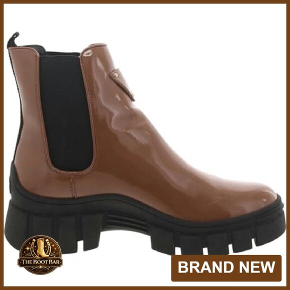 Faux Leather Chelsea Boots with Lug Sole, Pull-On Design, Size 7 - Picture 3 of 7